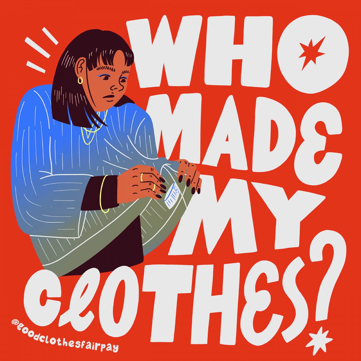 Illustration mit Text: Who made my clothes?